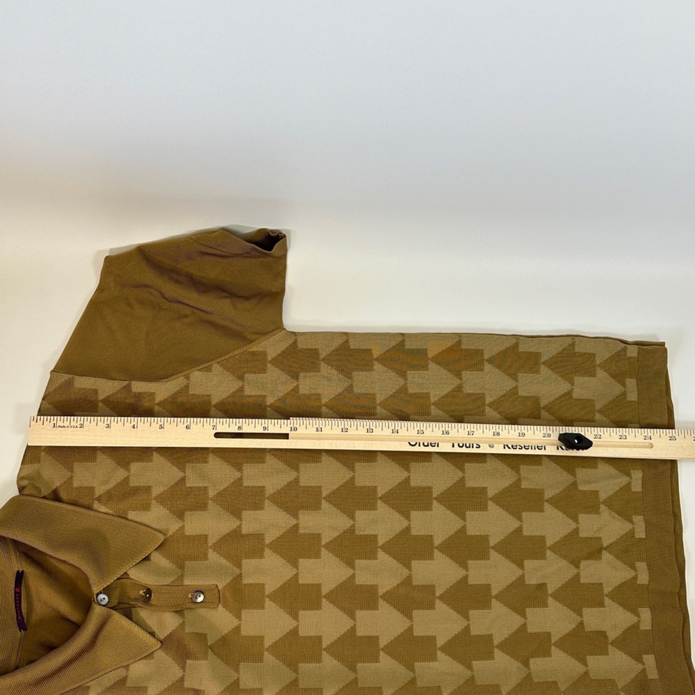 Monagut Men’s Retro Style Geometric Arrows Polo Mustard Brown Yellow - Picture 10 of 10